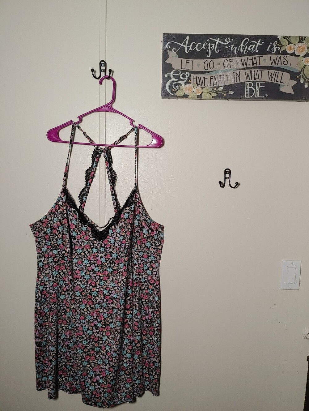 Secret Treasures 3X 22/24 Floral Black Lace Sexy Nightgown
